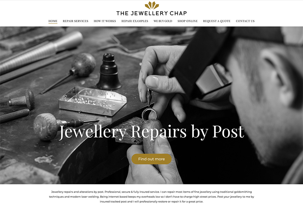Wesite design for Hull based Jewellery Chap